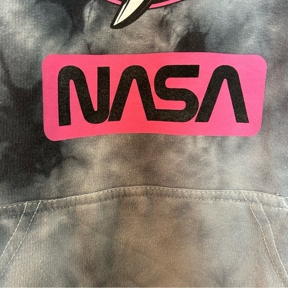 Hyper Space NASA Galaxy Gray Tie Dye Pullover Hoodie Sz. L - Picture 9 of 12